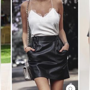 NWT!    ZARA NET FAUX LEATHER MINI SKIRT DARK BROWN